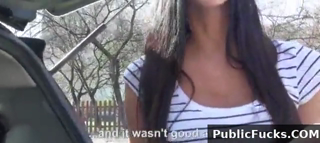 Delivery Pizza Girl Bangs In Public Outdoors